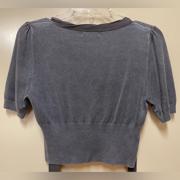 Promod Cropped Short Sleeve Cardigan, Gray with Contrast, Size S - Picture 3 of 9